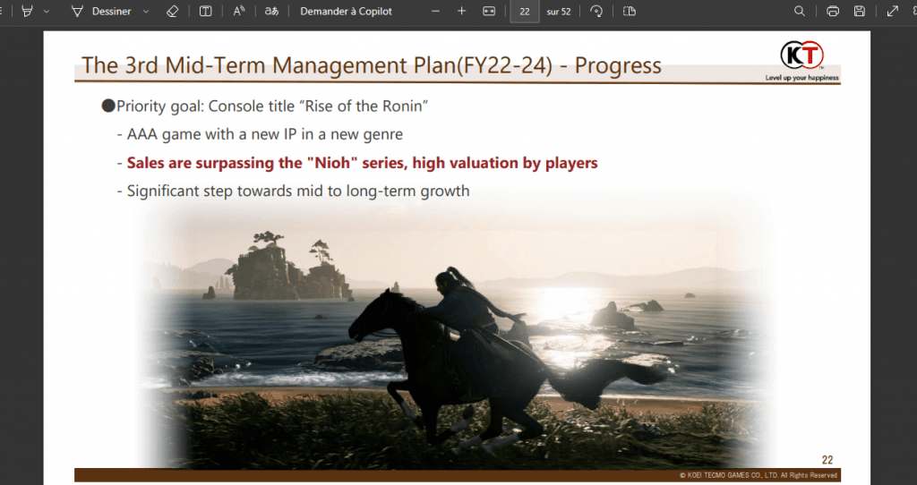 Selon Koei Tecmo, les ventes du jeu Rise of The Ronin sont plus rapides que celles du jeu Nioh. 2 image 4